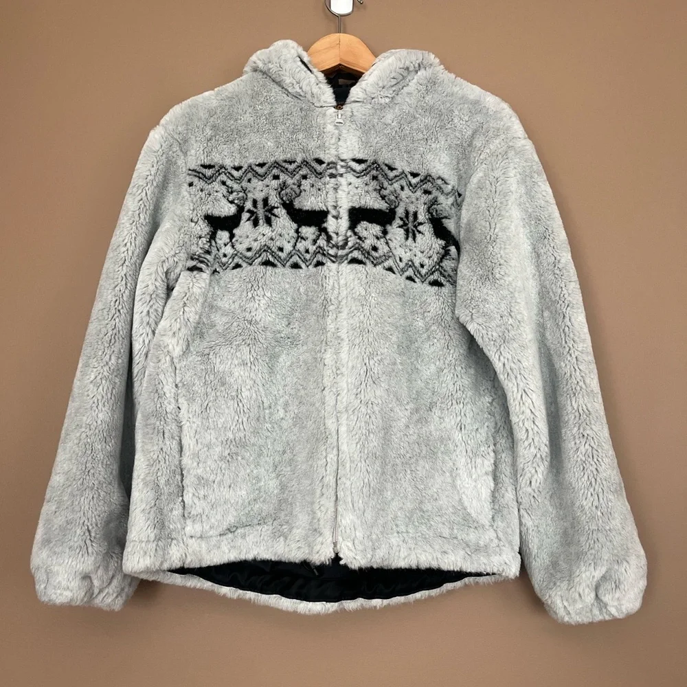 {Woolrich} Faux Fur Silver Reindeer Hooded Jacket - Womans Small